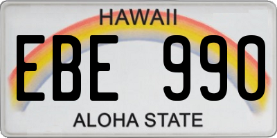 HI license plate EBE990