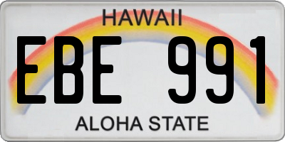 HI license plate EBE991
