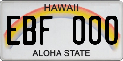 HI license plate EBF000