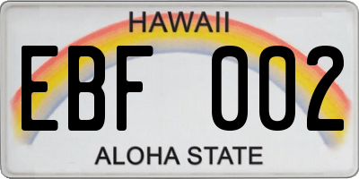 HI license plate EBF002