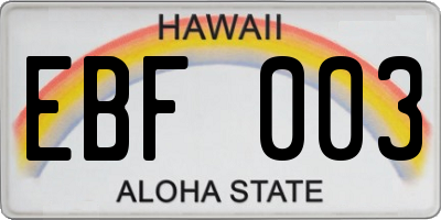 HI license plate EBF003