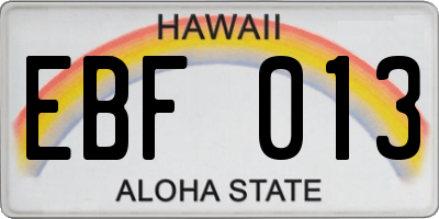 HI license plate EBF013