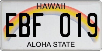 HI license plate EBF019