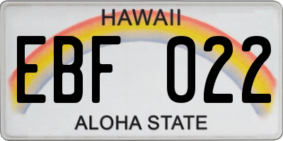 HI license plate EBF022