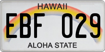 HI license plate EBF029