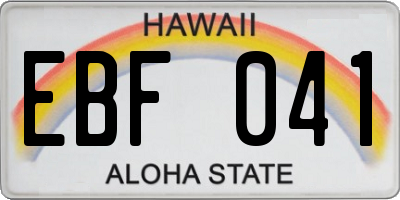 HI license plate EBF041
