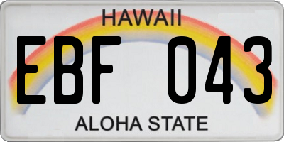 HI license plate EBF043