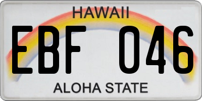 HI license plate EBF046