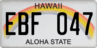 HI license plate EBF047