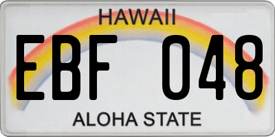 HI license plate EBF048