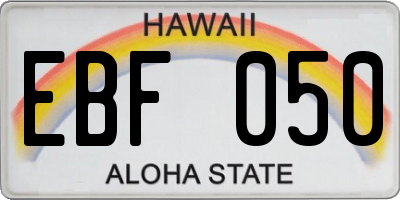 HI license plate EBF050
