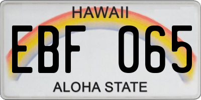 HI license plate EBF065