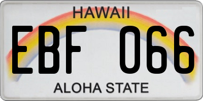 HI license plate EBF066