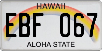HI license plate EBF067