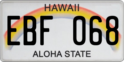 HI license plate EBF068