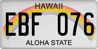 HI license plate EBF076