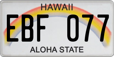 HI license plate EBF077