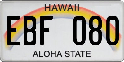 HI license plate EBF080