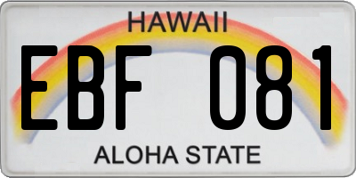 HI license plate EBF081
