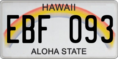 HI license plate EBF093
