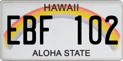 HI license plate EBF102
