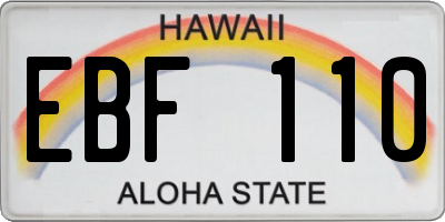 HI license plate EBF110