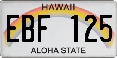 HI license plate EBF125