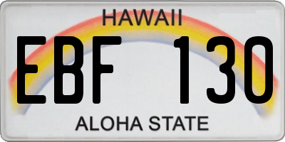 HI license plate EBF130