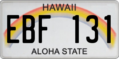 HI license plate EBF131