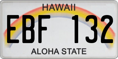 HI license plate EBF132