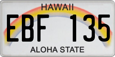 HI license plate EBF135