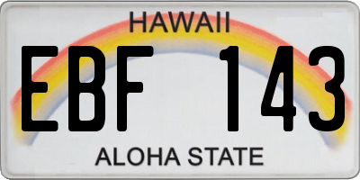 HI license plate EBF143