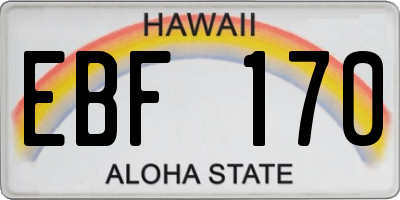 HI license plate EBF170