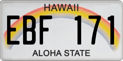 HI license plate EBF171