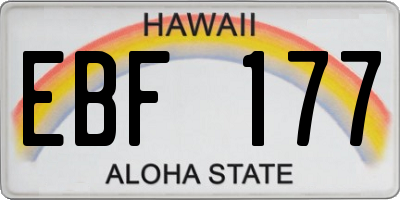 HI license plate EBF177