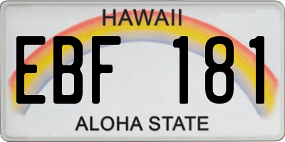 HI license plate EBF181