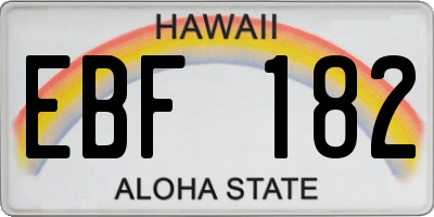 HI license plate EBF182