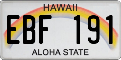 HI license plate EBF191
