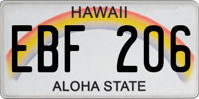 HI license plate EBF206