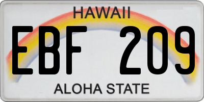 HI license plate EBF209