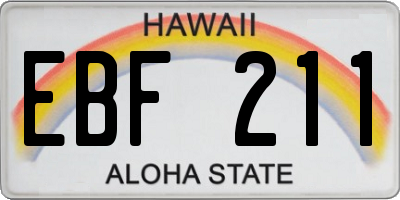 HI license plate EBF211