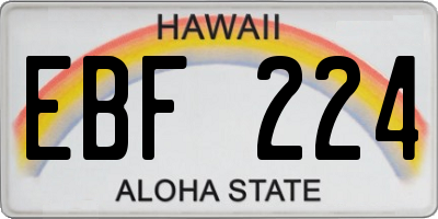 HI license plate EBF224