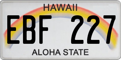 HI license plate EBF227
