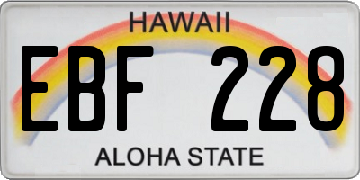 HI license plate EBF228