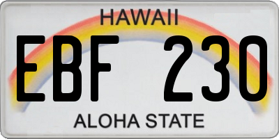 HI license plate EBF230
