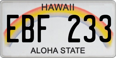 HI license plate EBF233