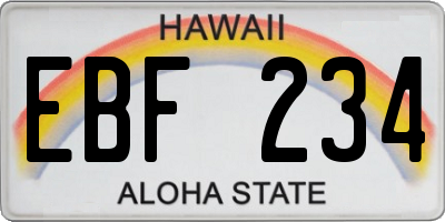 HI license plate EBF234