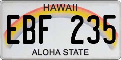 HI license plate EBF235