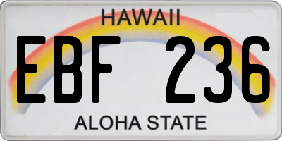 HI license plate EBF236