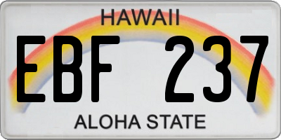 HI license plate EBF237